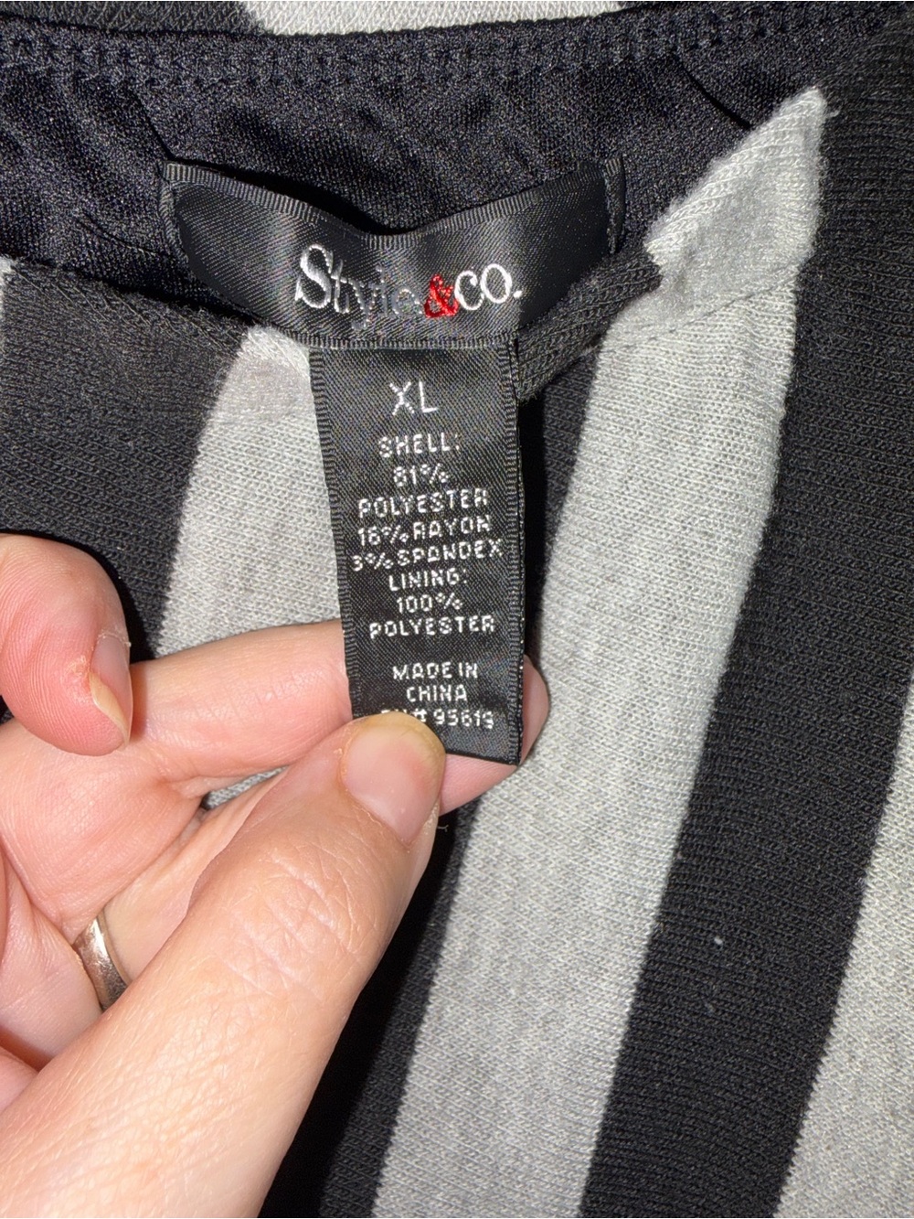 Style & Co. Black and Gray Striped Maxi Skirt - Picture 3 of 7